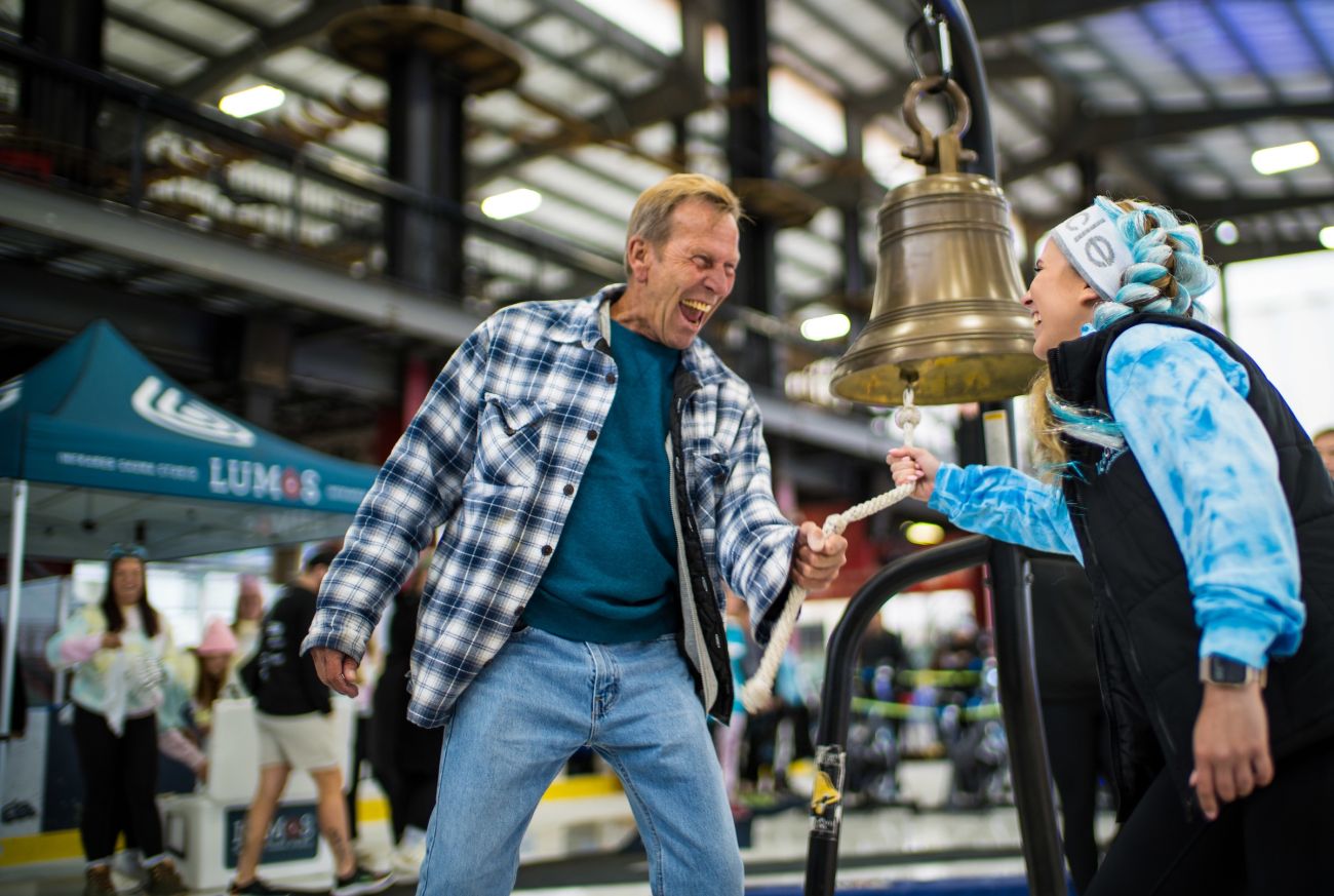 A father and son celebrate both being cancer free