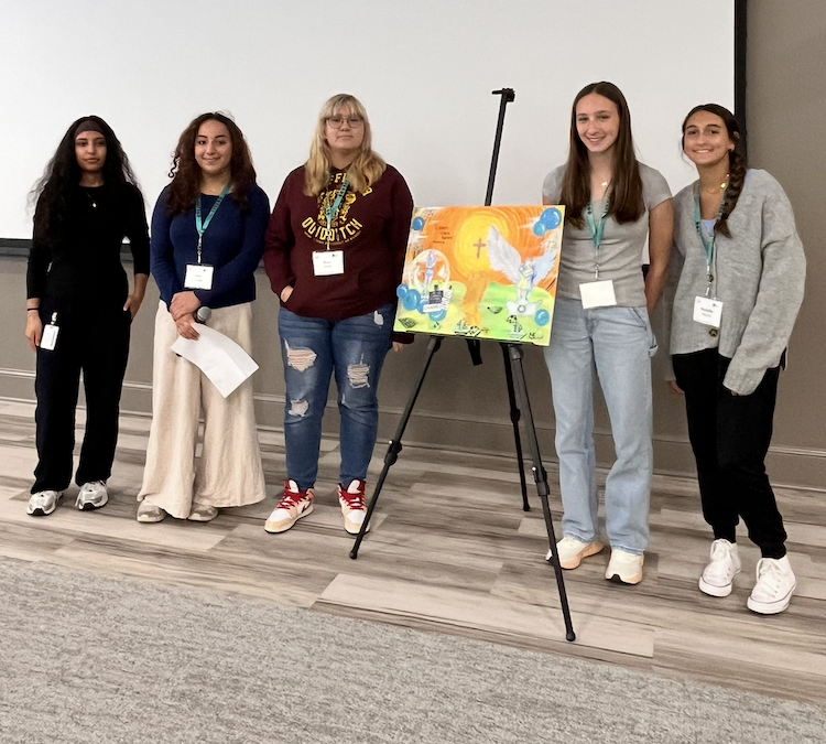 Buffalo Health Exploration Students 2025 group 4 pose around their Storyboard Project