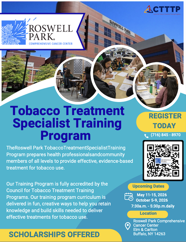 Flyers showing dates for the Tobacco Treatment Specialist program