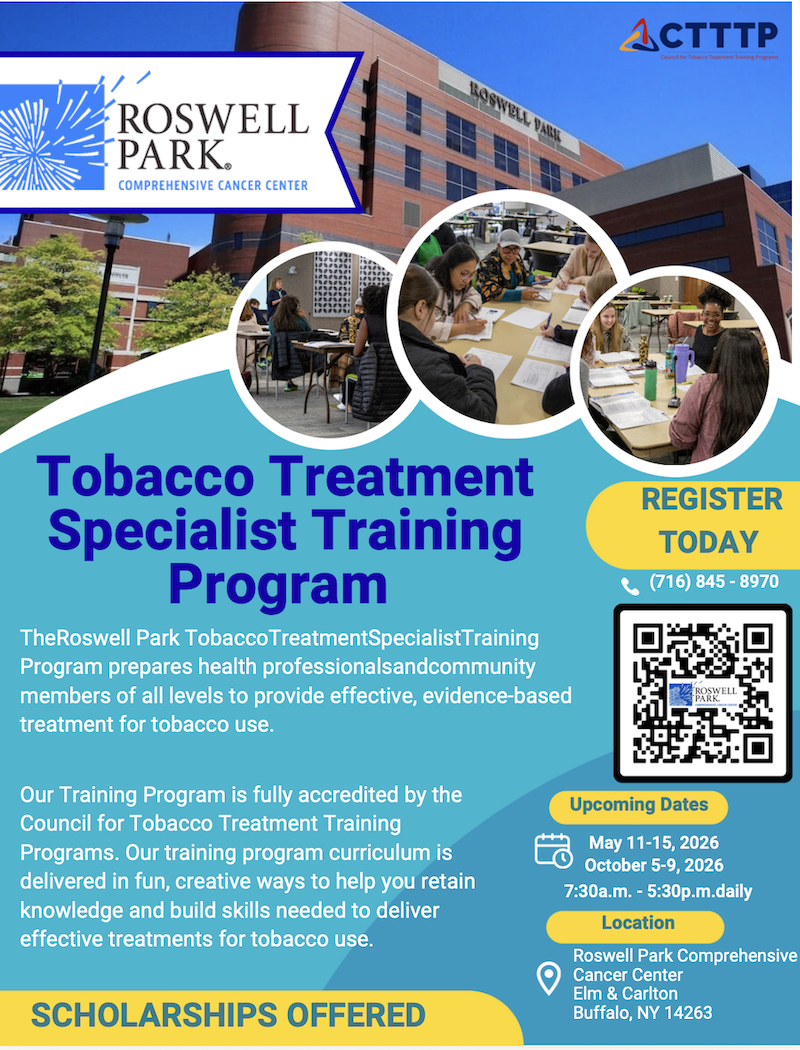 Flyers showing dates for the Tobacco Treatment Specialist program