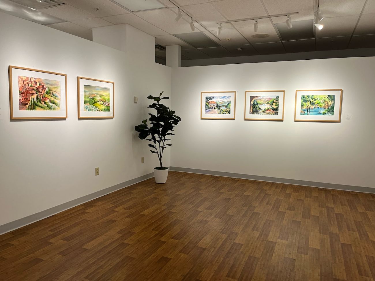 Art Heals Gallery displaying painting from the Roswell Park Collection "Park Reflections"