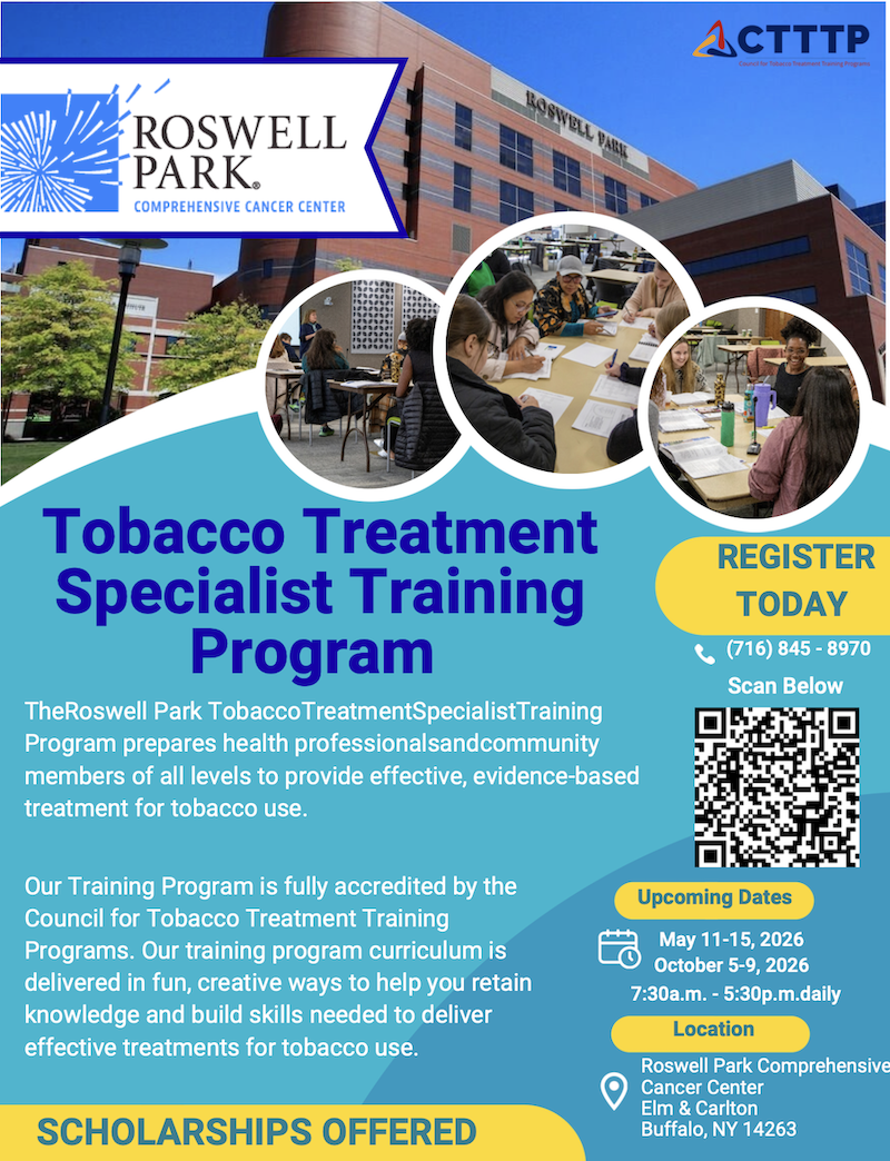 Flyers showing dates for the Tobacco Treatment Specialist program