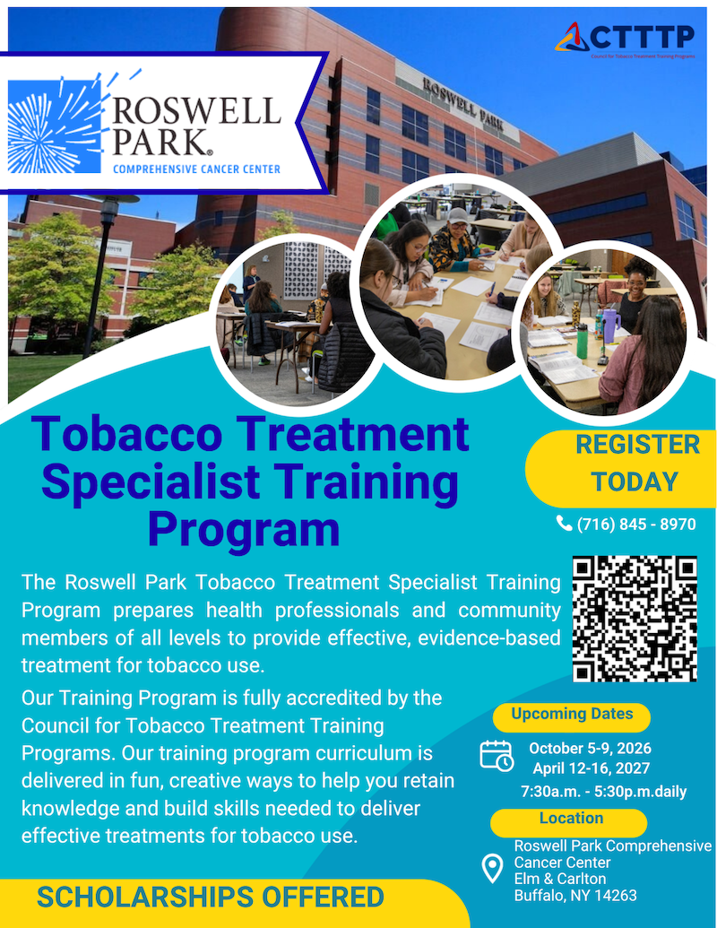 tobacco treatment specialist training Tobacco Treatment Specialist Training Program | Roswell Park Comprehensive  Cancer Center