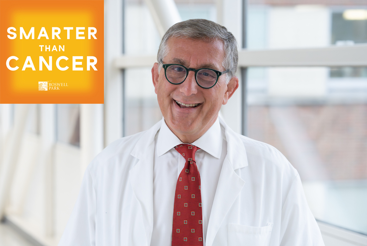 Dr. Kenan Onel headshot with Smarter Than Cancer podcast logo in left corner 