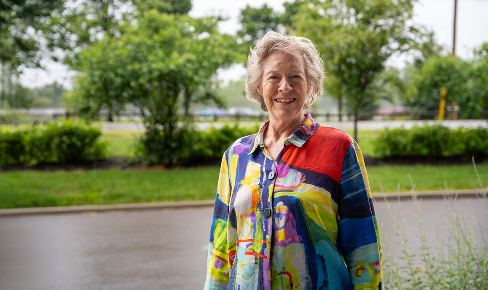 Barbara Widrig, treated at Roswell Park for liver cancer with histotripsy, poses for a photo