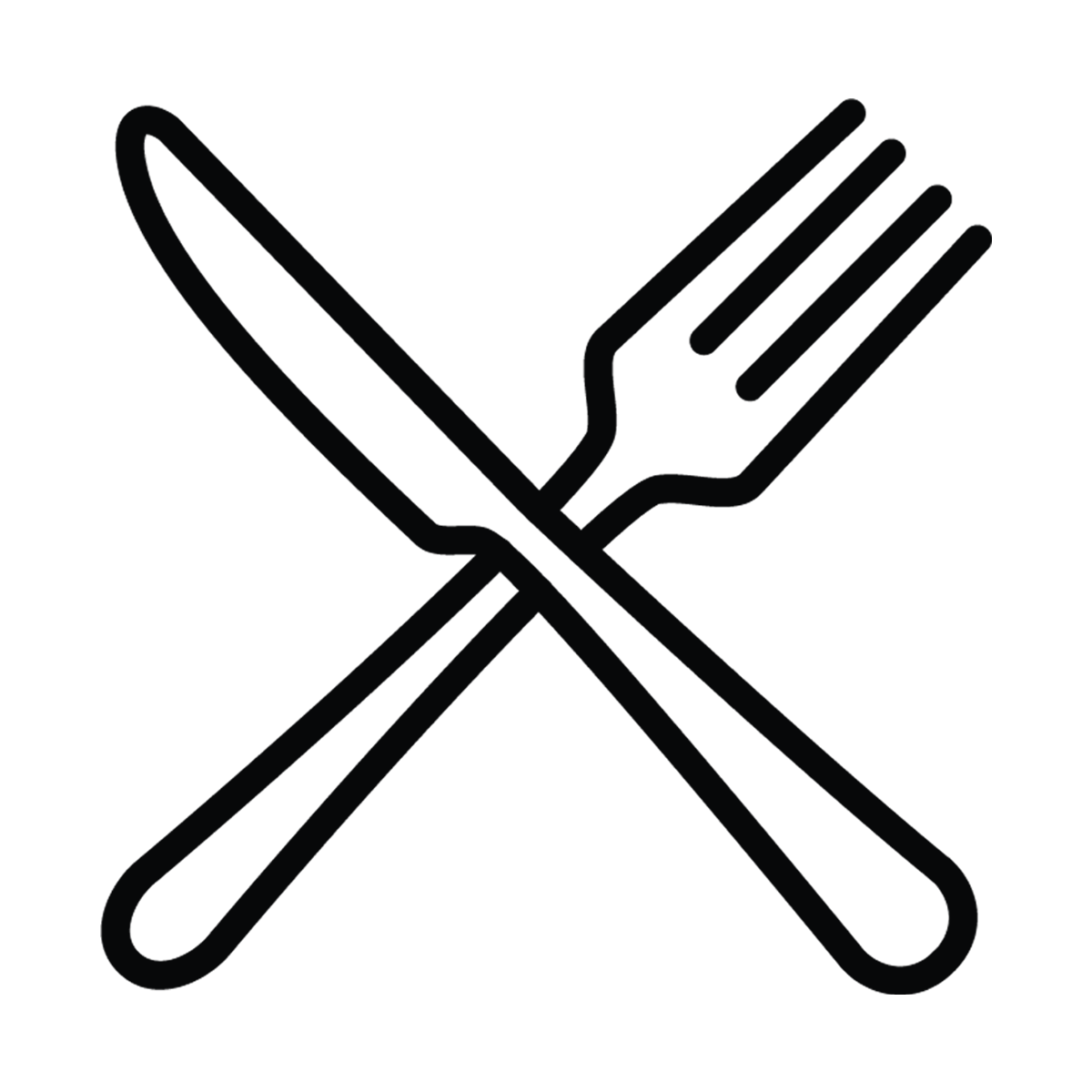 Icono de un tenedor y un cuchillo cruzados en forma de X.