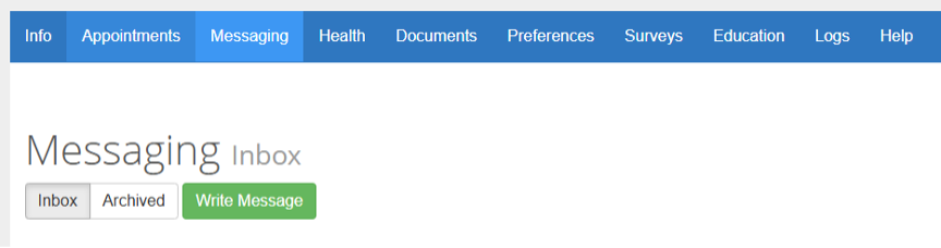 Messaging screen of a patient portal