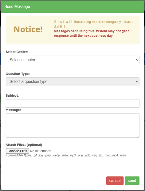 Sending a message inside of a patient portal