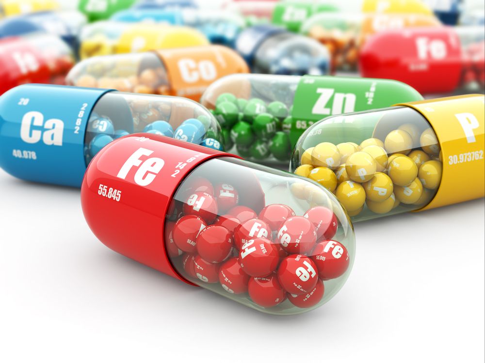 3D rendering of periodic elements inside pill capsules