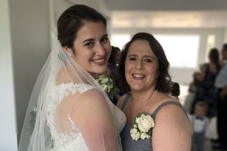Cancer survivor Sara Sade with daughter Emma on Emma's wedding 