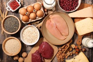 Protein-Rich Foods arranged on a table