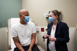 Dr. Elizabeth Griffiths treats a patient with MDS