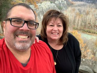 Ray Banaszak celebrates his multiple myeloma being in remission with his wife at Letchworth State Park.