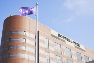 The Haudenosaunee flag is raised outside of Roswell Park in celebration of Native American Heritage Month on November 13, 2020.