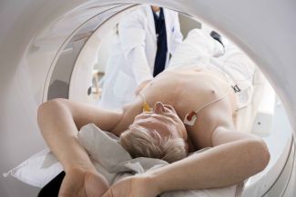 Person receiving a CT scan