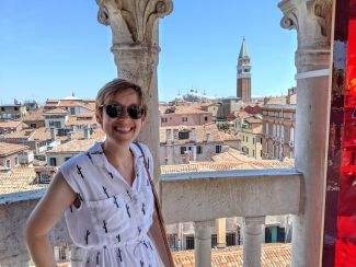 Danieller Ossher in Venice for a post-cancer vacation.