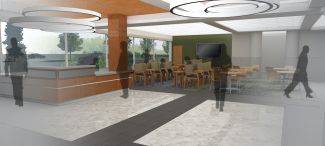 Rendering of the inside of the new Scott Bieler Amherst Center