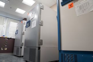 Refrigerators in a lab