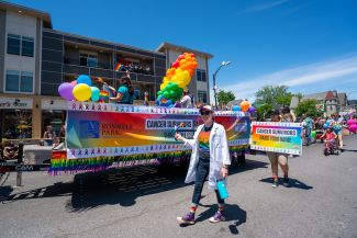 Roswell Park's float in the 2022 Pride Parade