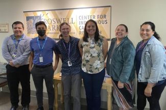 From left to right Mohawk college interns Dakota Lazore-Swan, Flint Swamp, Jake Maresca, Dr. Michelle Huyser, Dr. Shannon Seneca, and CICR Research Associate Corinne Abrams.  