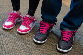 Pink sneakers for breast cancer awareness
